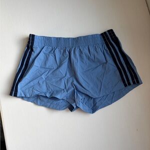 Edikted Light Blue Athletic Shorts with Navy Side Stripes